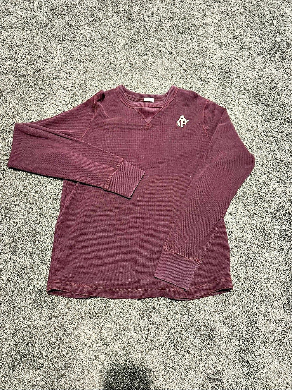 Abercrombie & Fitch Muscle Thermal Waffle Knit Long Sleeve Burgundy XL